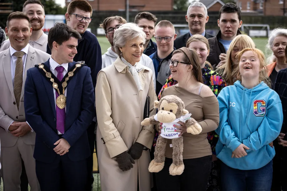 The Duchess of Gloucester with young people supported by the Live Life Well-Being Centre