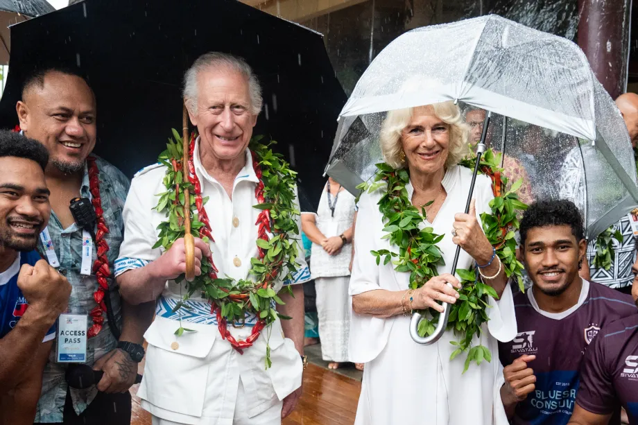 The King and Queen at a Samoan cultural village