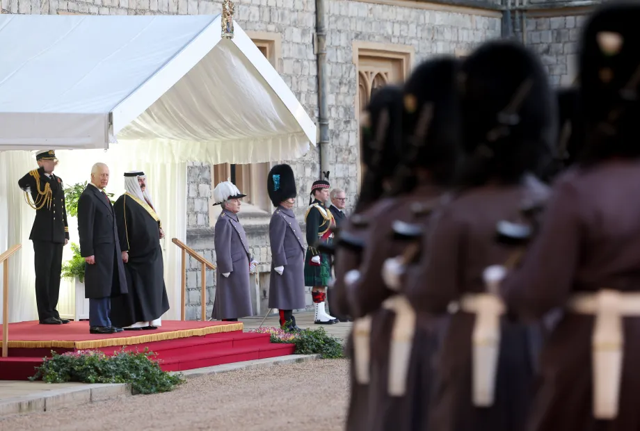 The Military March Past. The King and King Hamad are on the Dias