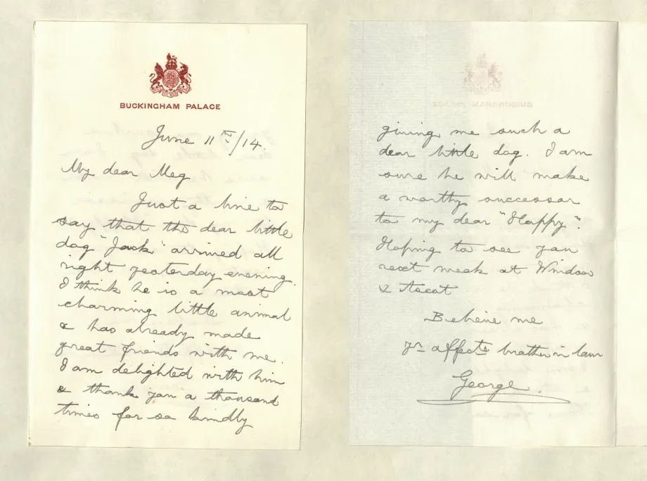 In this letter, dated 11 June 1914, King George V writes to thank his sister-in-law, Margaret, Duchess of Teck