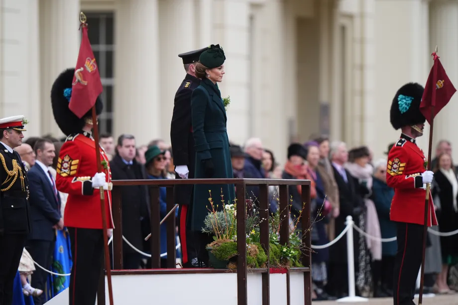 The Princess of Wales during a visit to the Irish Guards for their St Patrick's Day Parade