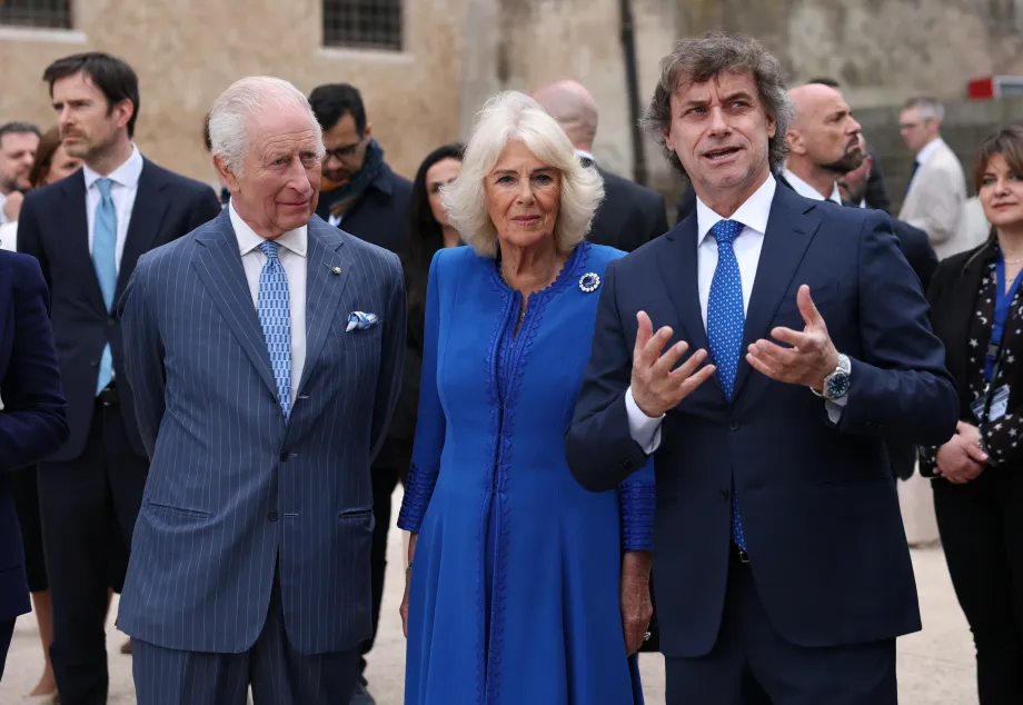 The King and Queen with Italian palaeontologist and television host Alberto Angela