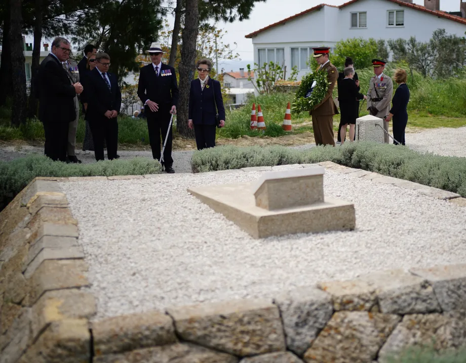 The Princess Royal visits a grave