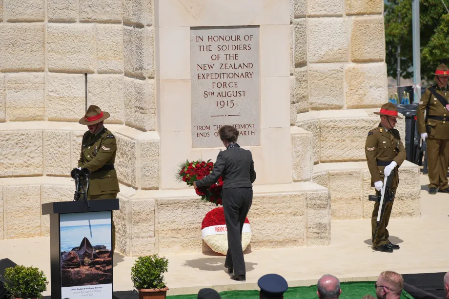 The Princess Royal lays a wreath at the Memorial of the Missing