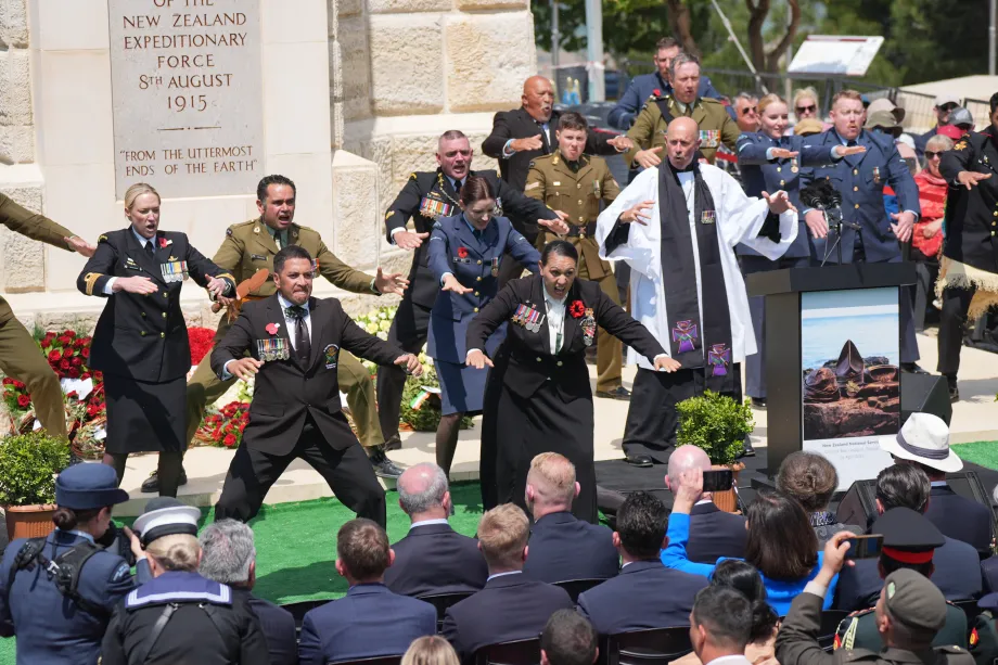A Haka being performed at the New Zealand Memorial service