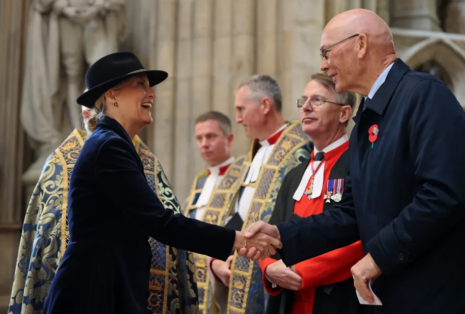 The Duchess of Edinburgh arrives at the Service of Commemoration and Thanksgiving on Anzac Day
