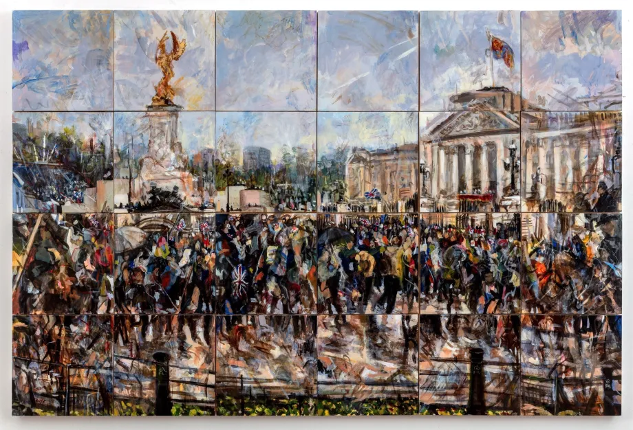 Fraser Scarfe's painting called 'Saluting the crowds'