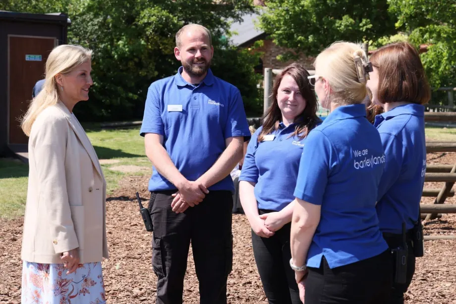 The Duchess in discussion with staff from Barleylands