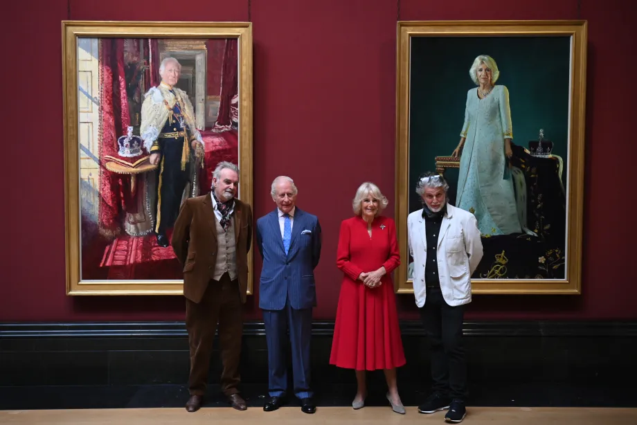 The King and Queen with the commissioned artists