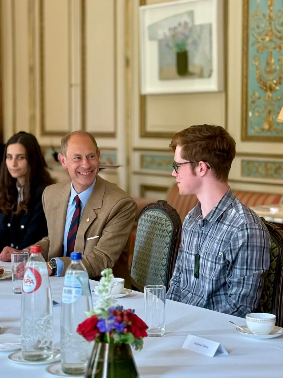 The Duke of Edinburgh in conversation with a IAF Gold Award student