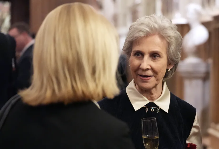 The Duchess of Gloucester talks with guests