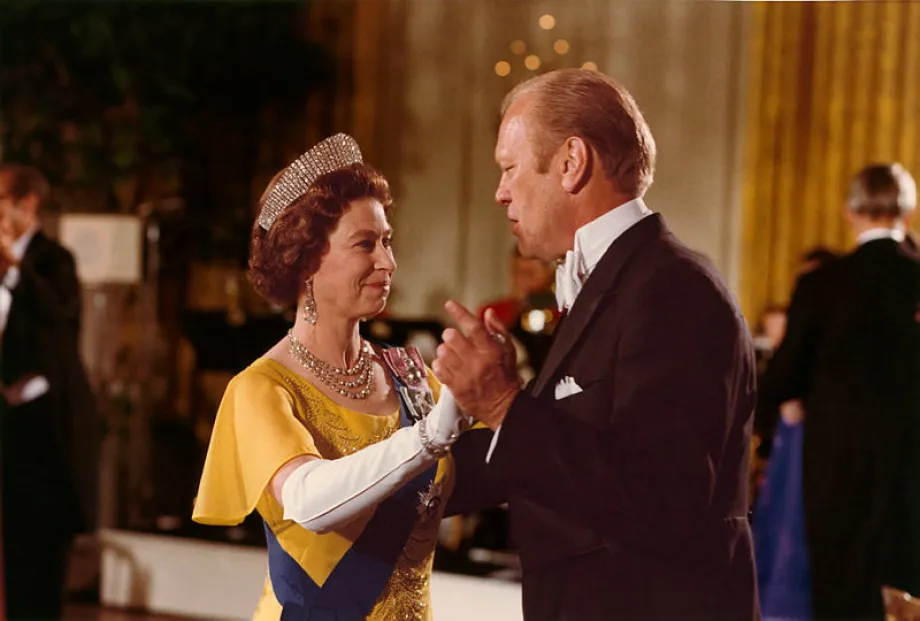 President Gerald R. Ford dancing with QE2 during a State Dinner at the White House, 1976. NARA.jpg