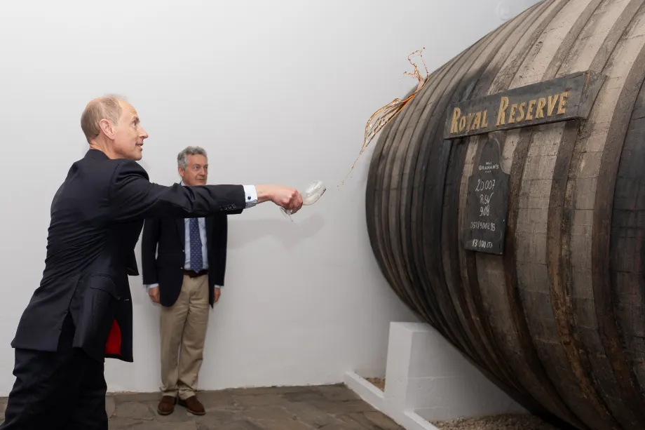 The Duke baptises a cask of Port