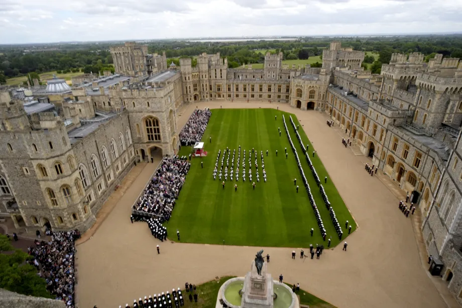 The King presents New Colours to the Royal Marines