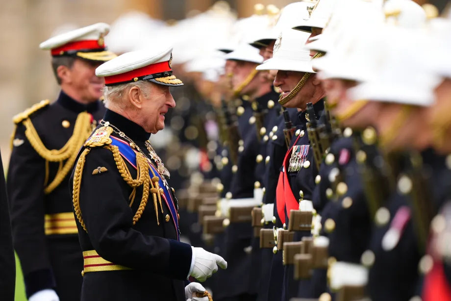 The King presents New Colours to the Royal Marines