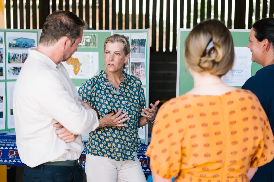 The Duchess talks to people from Jersey Overseas Aid 