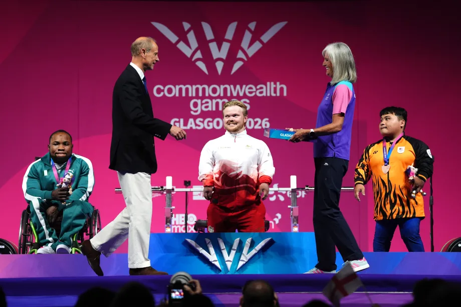 The Duke presents Mark Swan with a gold medal