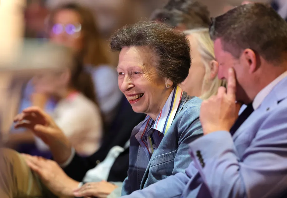 The Princess Royal smiles in the stands at the SEC Armadillo