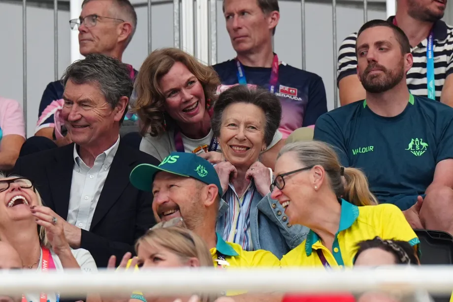The Princess Royal and Sir Tim Laurence watch cycling at the Sir Chris Hoy Velodrome