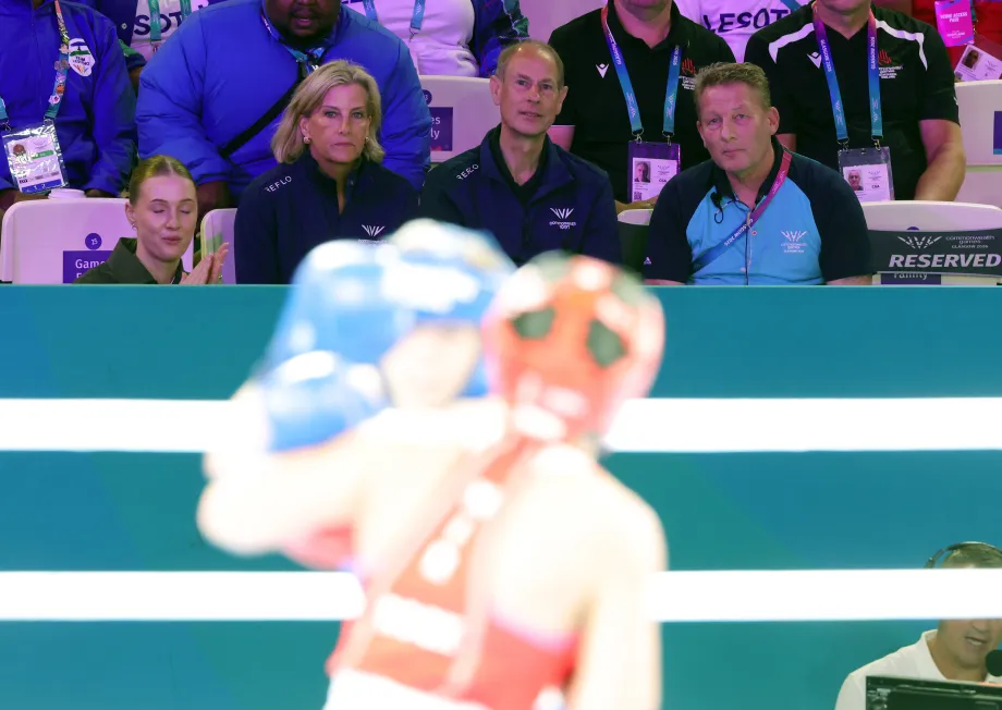The Duke and Duchess of Edinburgh watch a boxing match