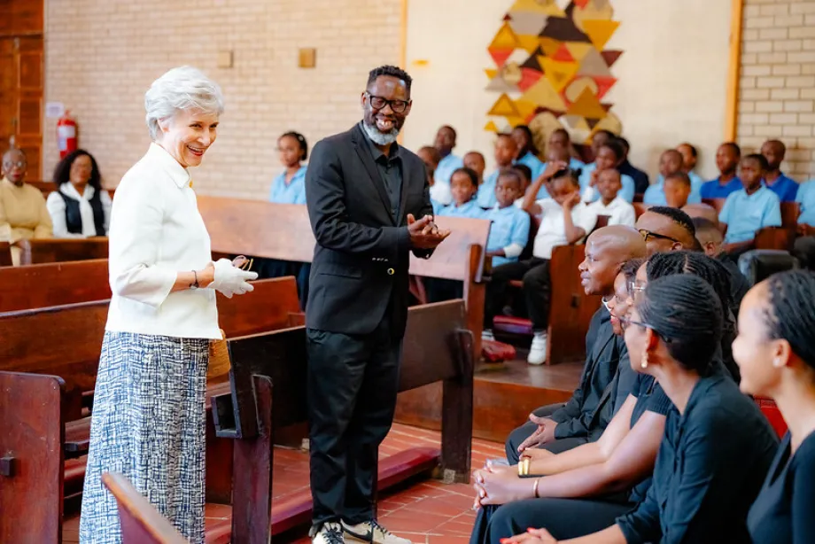 The Duchess smiles whilst visiting the Anglican Church of Botswana