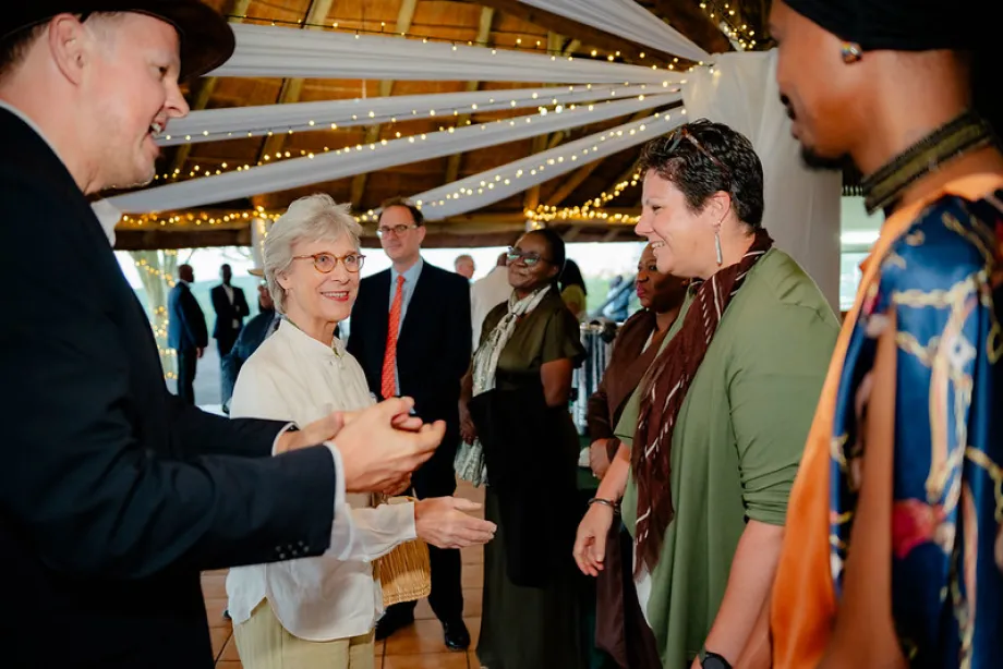 The Duchess of Gloucester meets members of the community at Mokolodi Nature Reserve