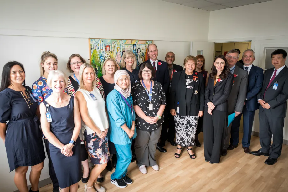The Duke of Cambridge thanks the staff of Starship Children’s Hospital in Auckland for their work treating those injured in the Christchurch mosques terrorist attack.