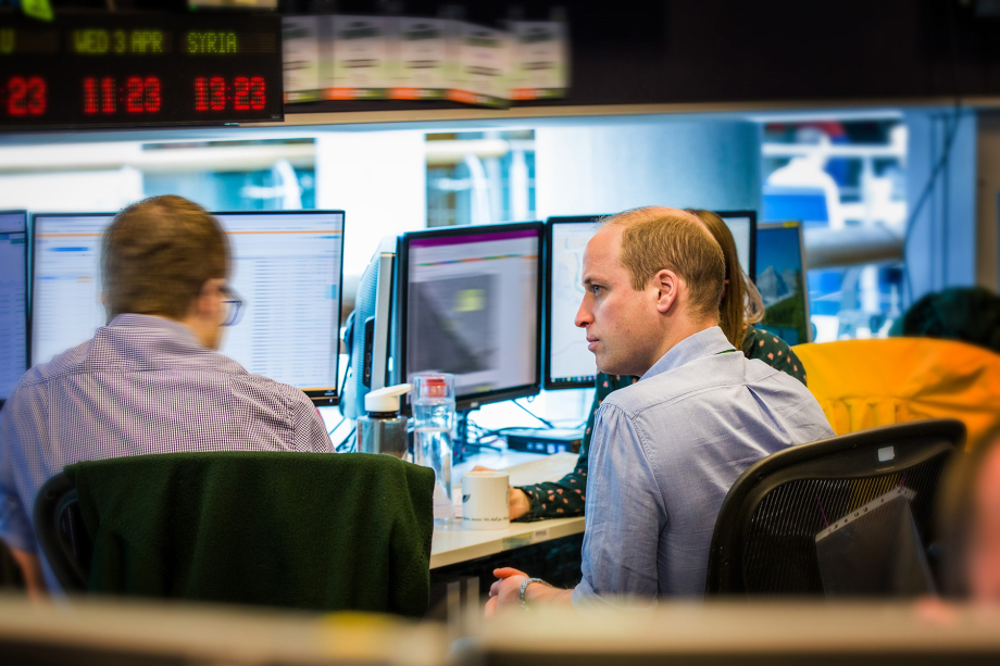 The Duke of Cambridge works alongside teams in GCHQ's 24/7 operations centre.