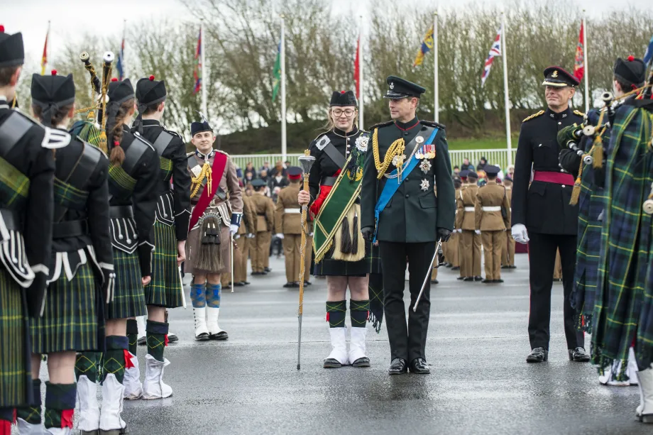 1.	The Earl of Wessex attends a Graduation Parade at Uniacke Barracks in Harrogate.