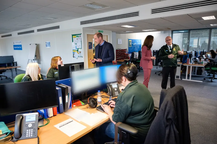 The Duke and Duchess of Cambridge visit the London Ambulance Centre in Croydon.