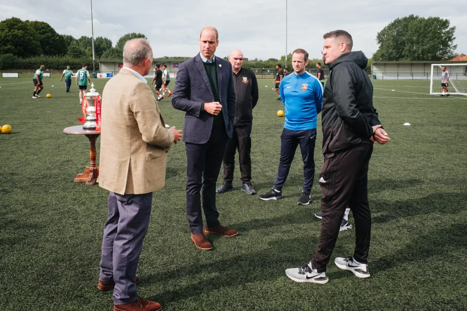 The Duke of Cambridge, President of the FA, visited Hendon FC as part of the Heads Up campaign.