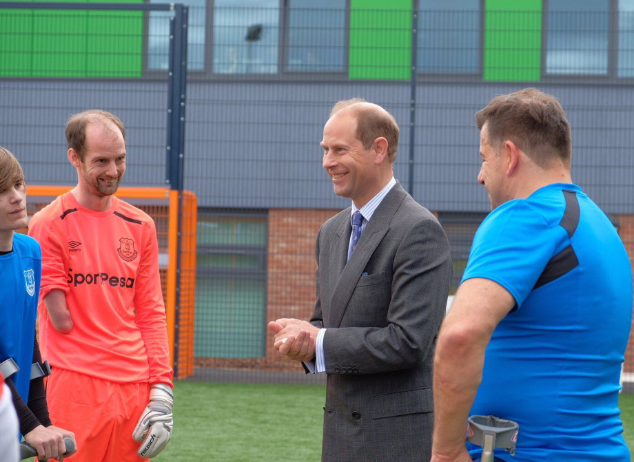 The Earl of Wessex meets an amputee football team and Everton Football Club