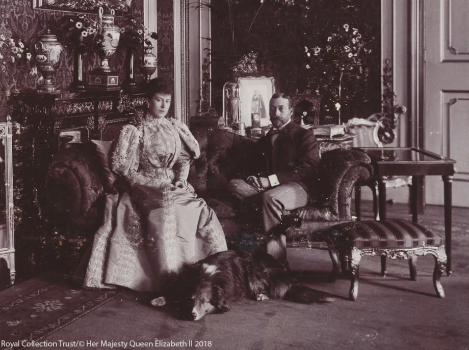 George V and Queen Mary with their collie, Heather