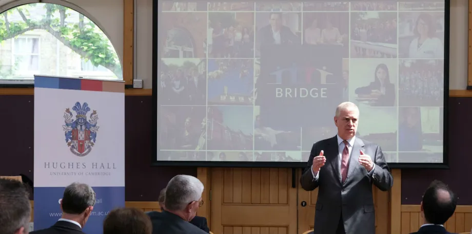 The Duke of York visits Hughs Hall 