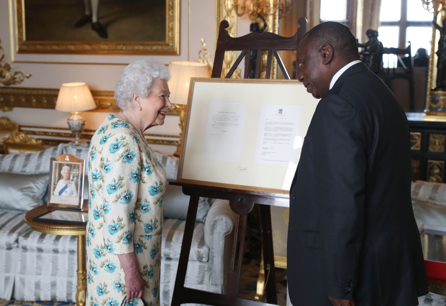 The Queen meets the South African President Cyril Ramaphosa 