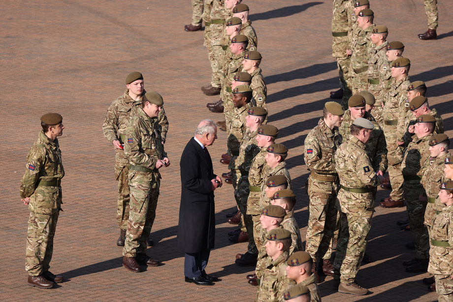 The Prince of Wales presents medals to the Welsh Guards