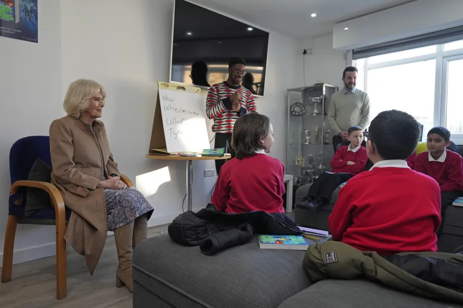 The Queen Consort takes part in a a writing session with author Alex Falase-Koya