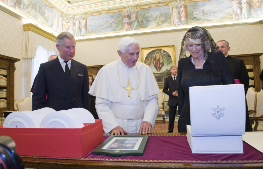 The Prince of Wales and The Duchess of Cornwall meet Pope Benedict XVI in 2009