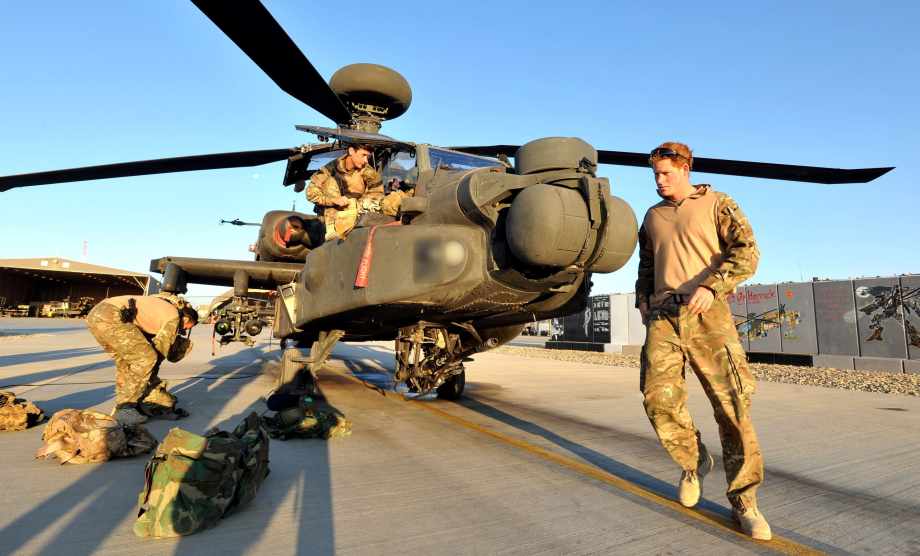 Prince Harry when serving in Helmand Province, Afghanistan with 662 Squadron, 3 Regiment Army Air Corps.