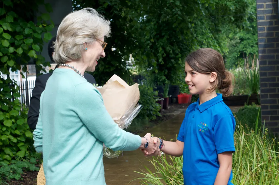 The Duchess is given a posy