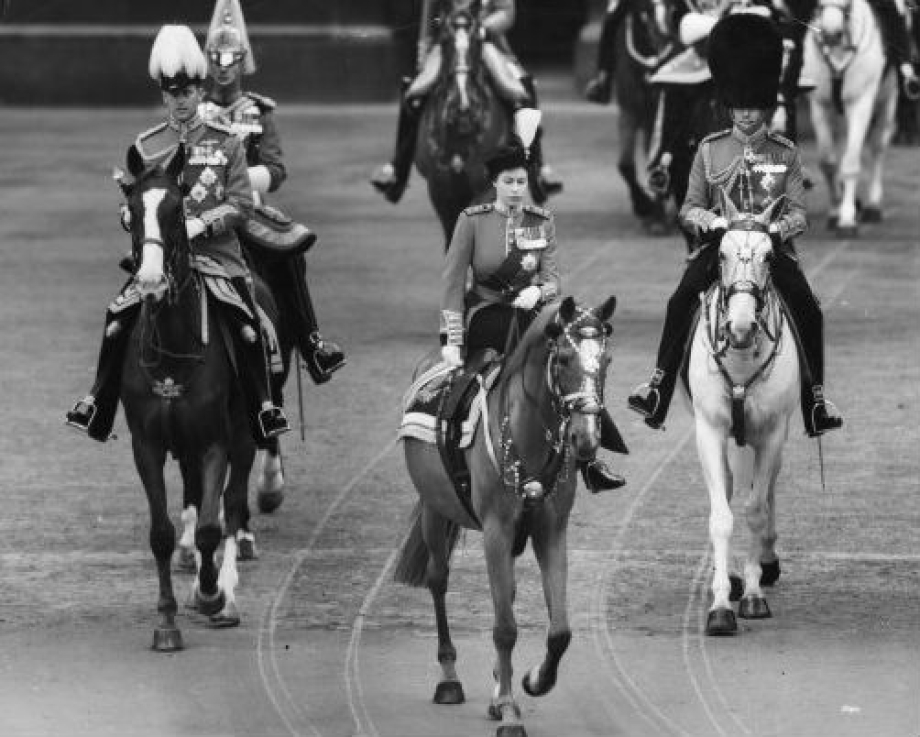 The Queen at her first Trooping of Colour