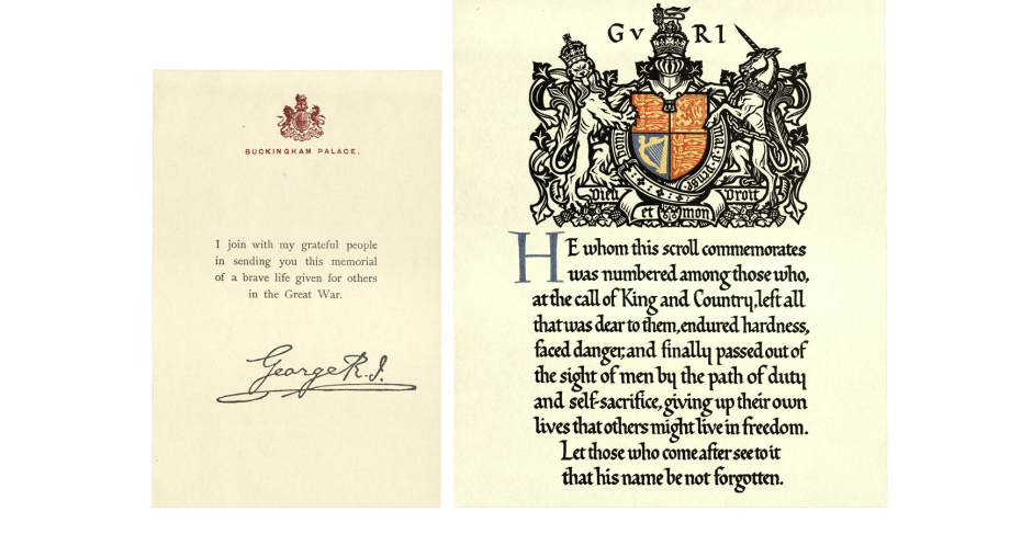 King George letter of condolence 