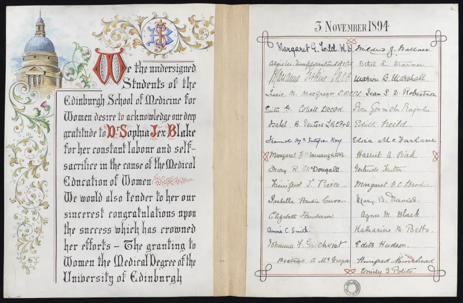 The Princess Royal honours the Edinburgh Seven, whose campaigning led to the passing of the UK Medical Act 1876