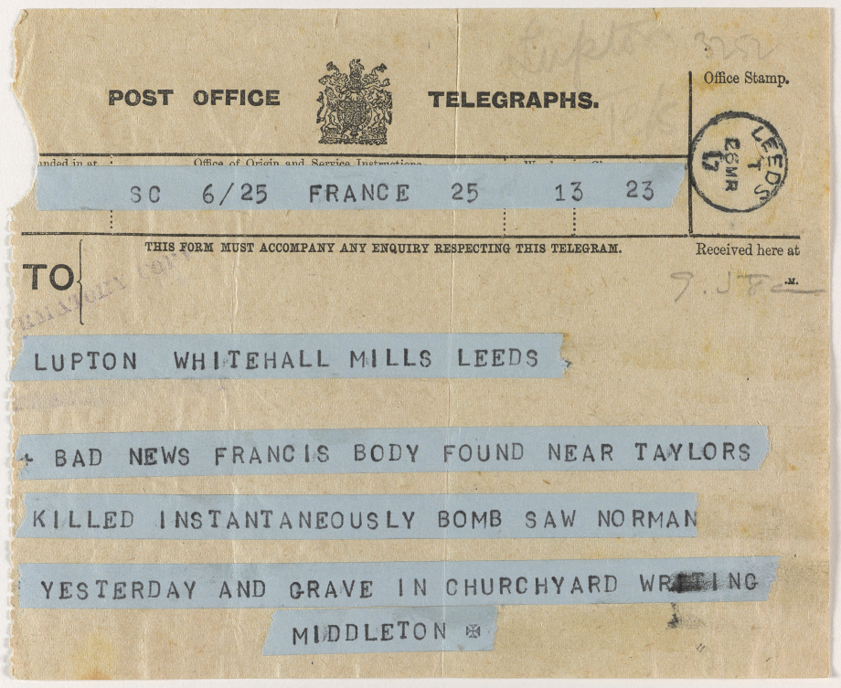 A telegram from Noel Middleton