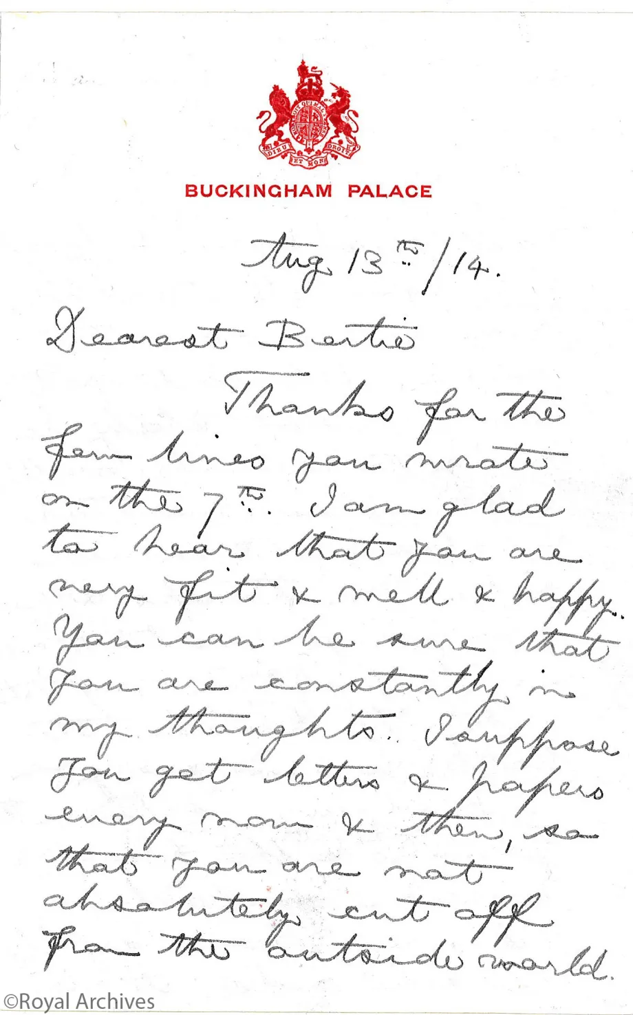 A letter from George V to Prince Albert