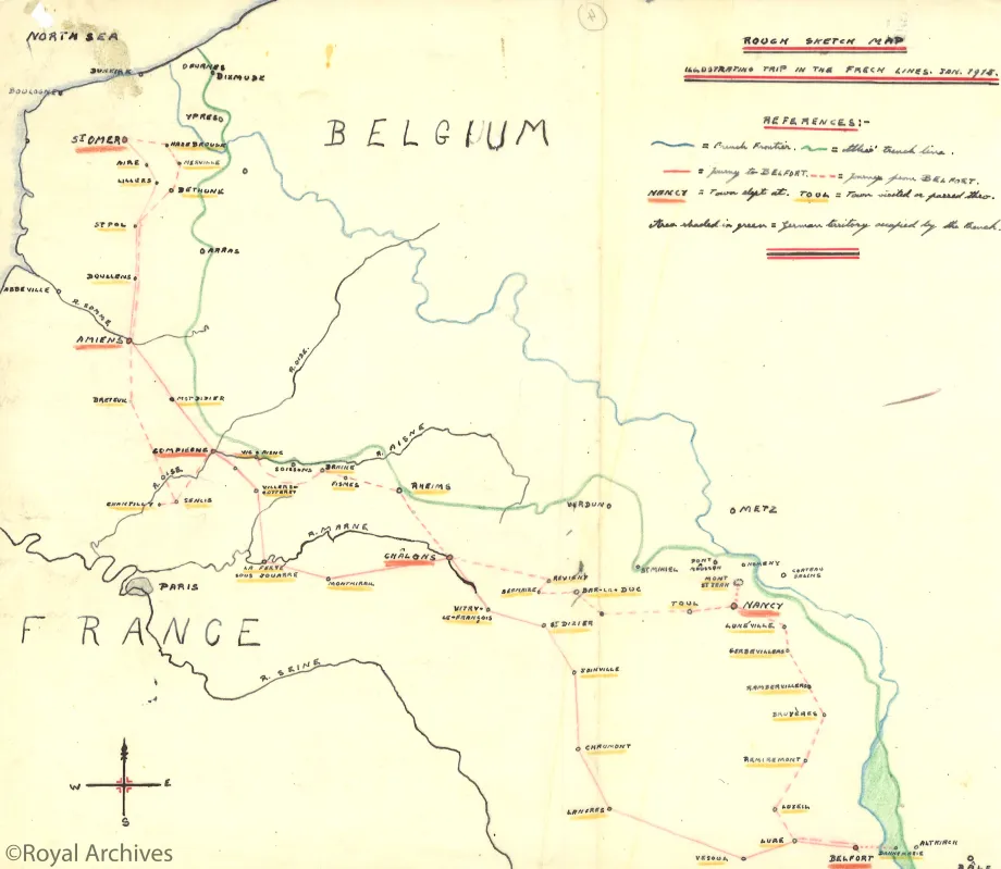 A map of French lines drawn by Edward Prince of Wales