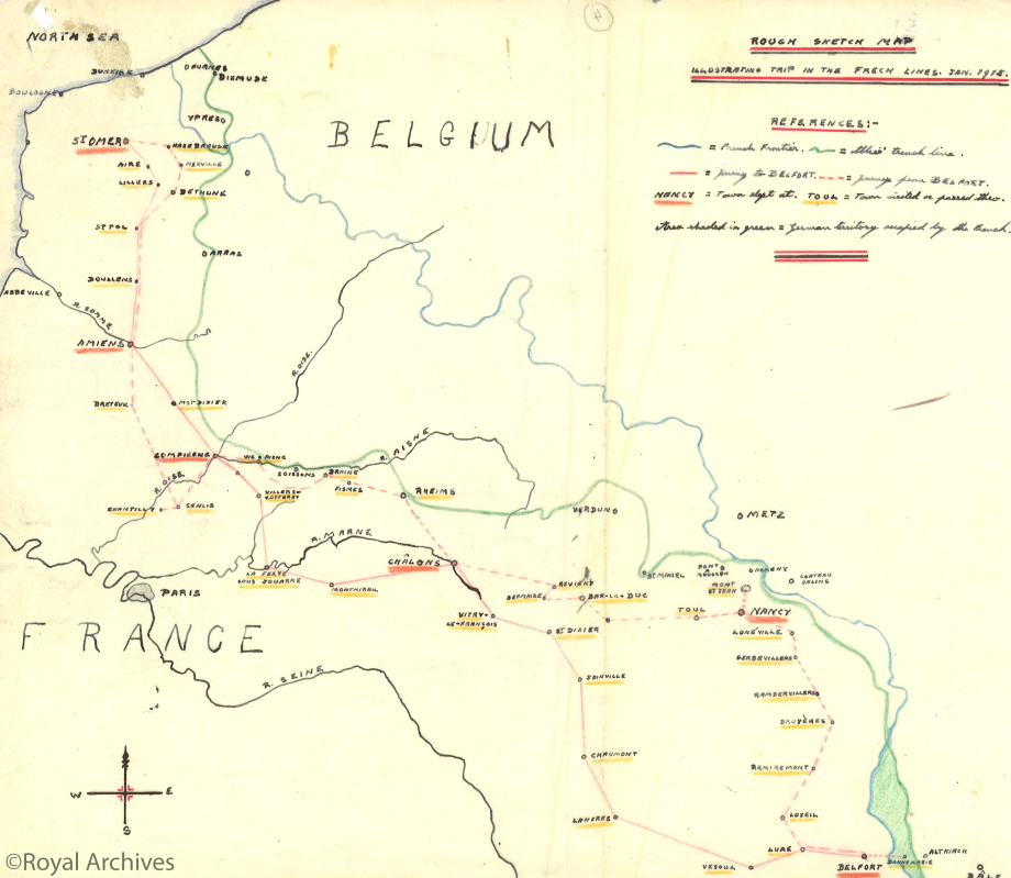 A map of French lines drawn by Edward Prince of Wales