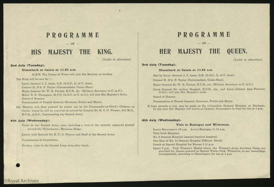 Programme for The King and Queen's Visit
