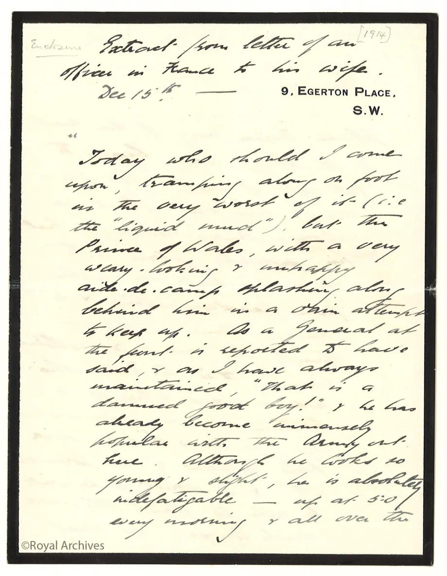A letter about Edward, Prince of Wales