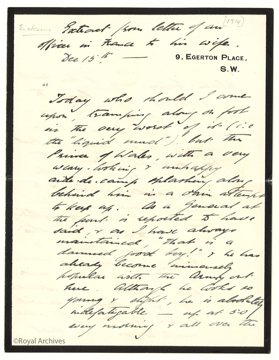 A letter about Edward, Prince of Wales